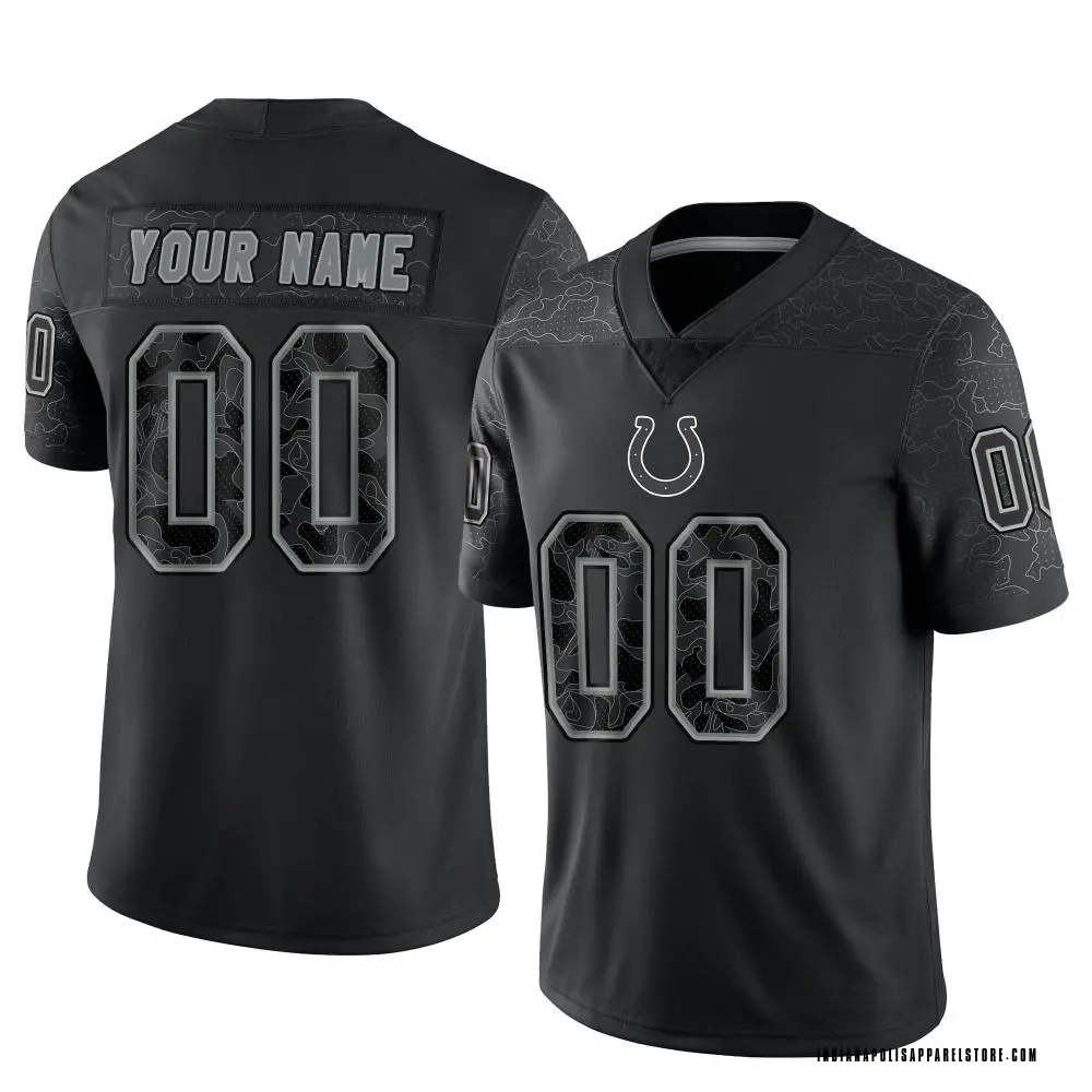 Custom Men's Limited Black Indianapolis Colts Reflective Jersey