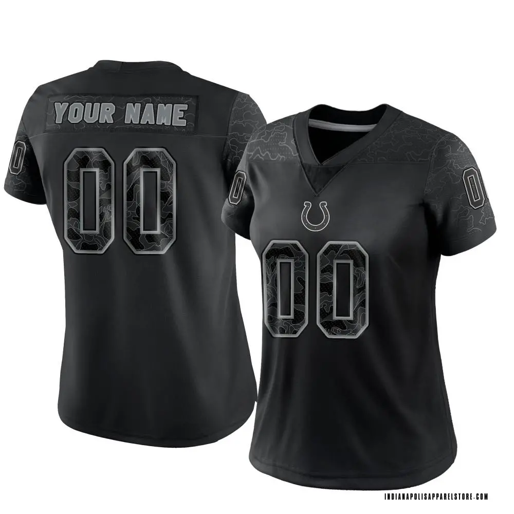 Custom Women's Limited Black Indianapolis Colts Reflective Jersey