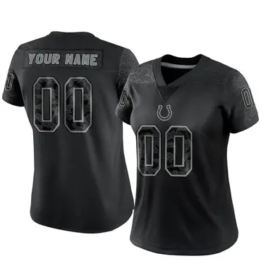 Custom Women's Limited Black Indianapolis Colts Reflective Jersey
