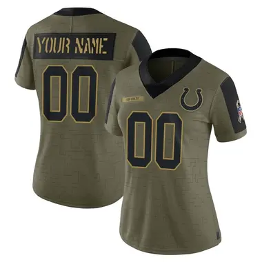 Custom Women's Limited Olive Indianapolis Colts 2021 Salute To Service Jersey