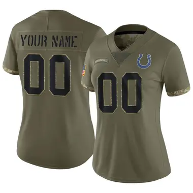 Custom Women's Limited Olive Indianapolis Colts 2022 Salute To Service Jersey