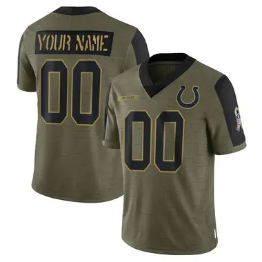 Custom Youth Limited Olive Indianapolis Colts 2021 Salute To Service Jersey