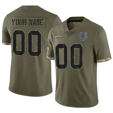 Custom Youth Limited Olive Indianapolis Colts 2022 Salute To Service Jersey