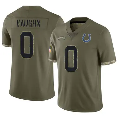 Jordon Vaughn Men's Limited Olive Indianapolis Colts 2022 Salute To Service Jersey