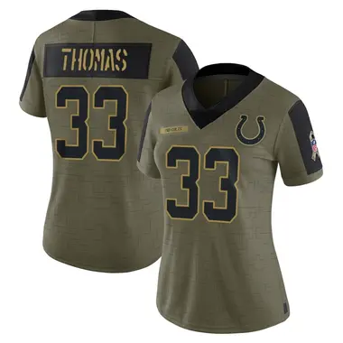 Juanyeh Thomas Women's Limited Olive Indianapolis Colts 2021 Salute To Service Jersey
