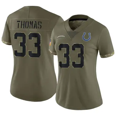 Juanyeh Thomas Women's Limited Olive Indianapolis Colts 2022 Salute To Service Jersey