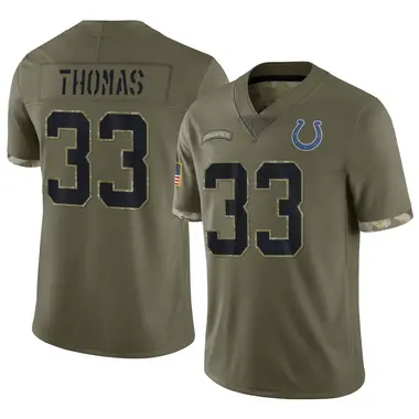 Juanyeh Thomas Youth Limited Olive Indianapolis Colts 2022 Salute To Service Jersey