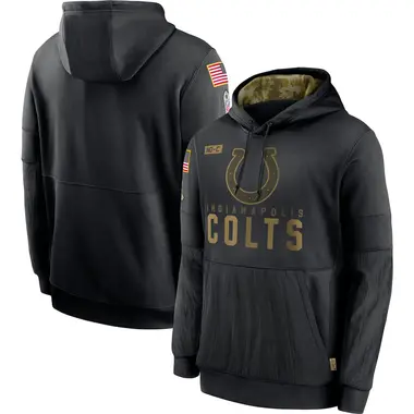 Men's Black Indianapolis Colts 2020 Salute to Service Sideline Performance Pullover Hoodie