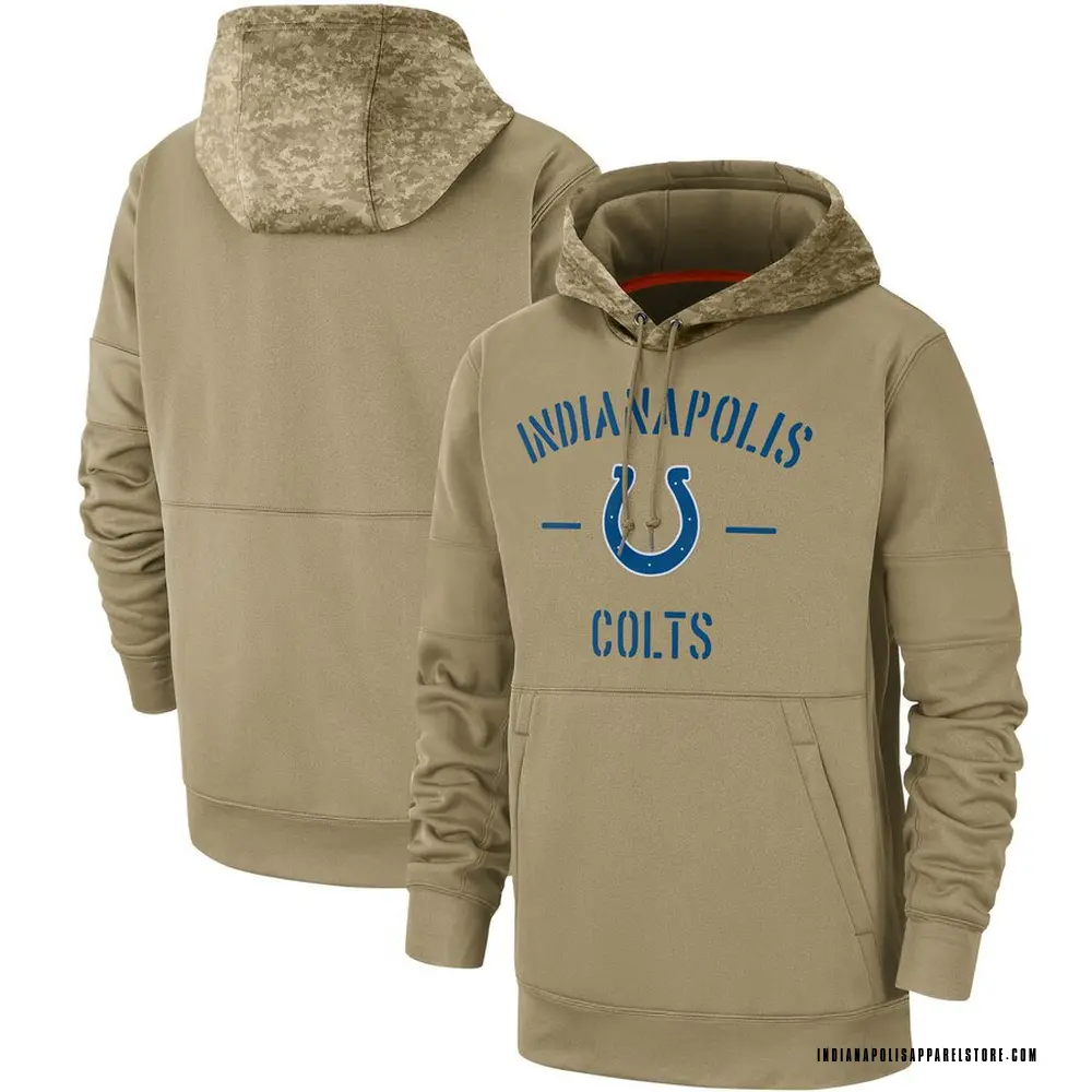 Men's Indianapolis Colts Tan 2019 Salute to Service Sideline Therma Pullover Hoodie