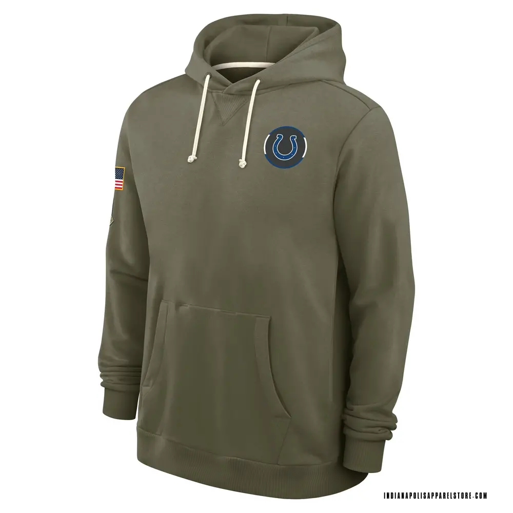 Men's Olive Indianapolis Colts 2025 Salute to Service Sideline Hoodie