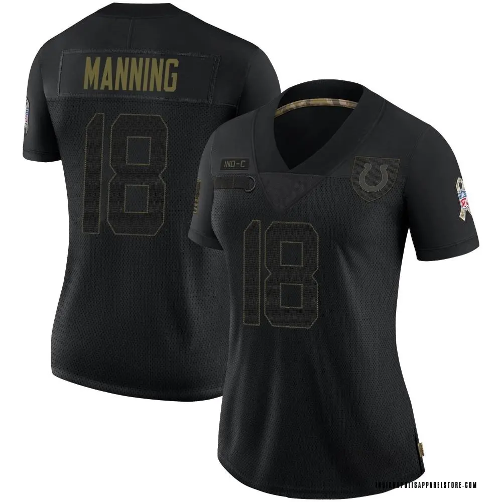 Peyton Manning Women's Limited Black Indianapolis Colts 2020 Salute To Service Jersey