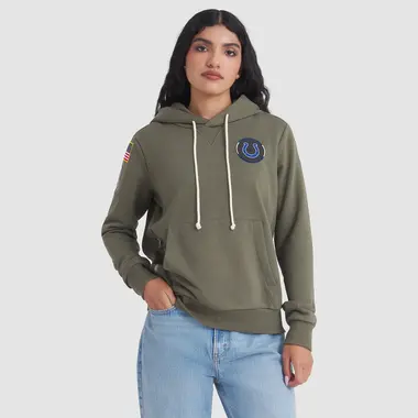 Women's Olive Indianapolis Colts 2025 Salute to Service Sideline Hoodie
