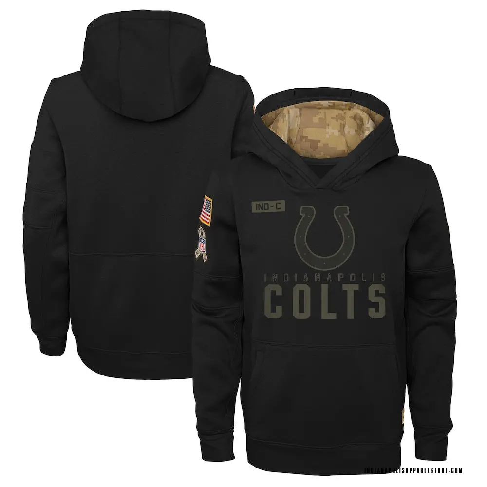 Youth Black Indianapolis Colts 2020 Salute to Service Pullover Performance Hoodie