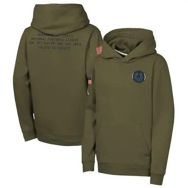 Youth Olive Indianapolis Colts 2025 Salute to Service Club Fleece Hoodie